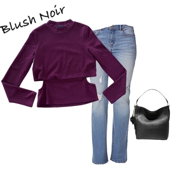 Blush Noir Wine Sweater w/Cutout Sides Sz. L - Picture 1 of 2